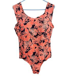 LANDS END Women's Size 18W SWIMSUIT One Piece Bathing Suit CORAL Blue FLORAL Bra